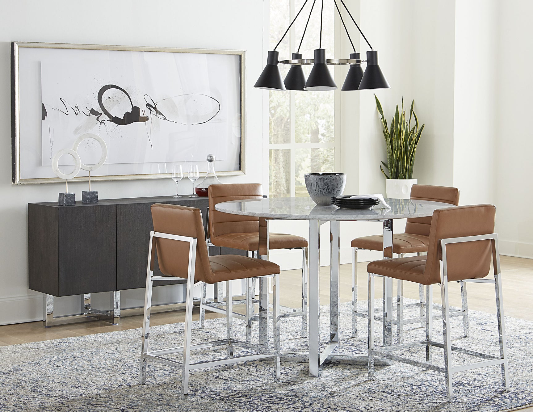 Amalfi 54 inch Round Carrara Marble Top Counter Table - Ornate Home