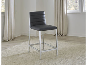 Amalfi Metal Back Bar Stool in Cobalt Leather (Set of 2) - Ornate Home