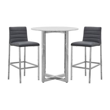 Amalfi Metal Back Bar Stool in Cobalt Leather (Set of 2) - Ornate Home