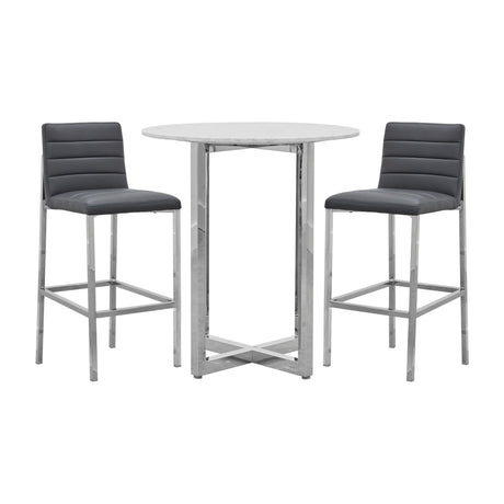 Amalfi Metal Back Bar Stool in Cobalt Leather (Set of 2) - Ornate Home