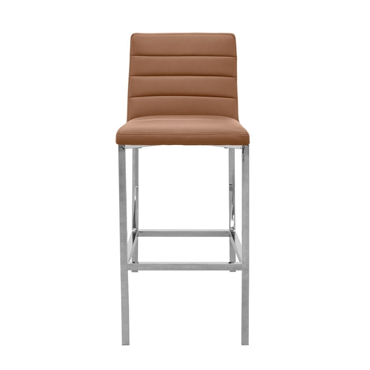 Amalfi Metal Back Bar Stool in Cognac Leather (Set of 2) - Ornate Home