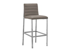 Amalfi Metal Back Bar Stool in Taupe Leather (Set of 2) - Ornate Home