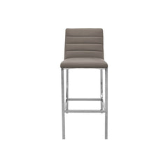 Amalfi Metal Back Bar Stool in Taupe Leather (Set of 2) - Ornate Home