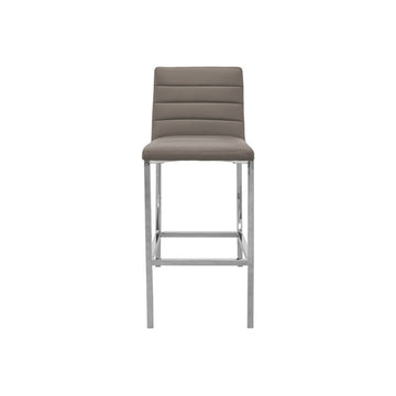 Amalfi Metal Back Bar Stool in Taupe Leather (Set of 2) - Ornate Home