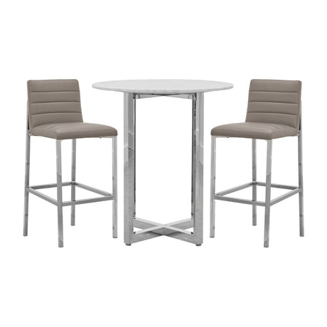 Amalfi Metal Back Bar Stool in Taupe Leather (Set of 2) - Ornate Home