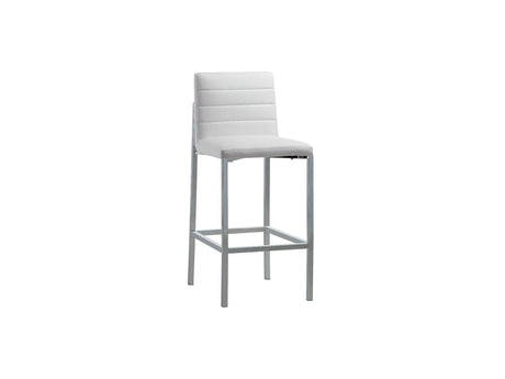 Amalfi Metal Back Bar Stool in White Leather (Set of 2) - Ornate Home