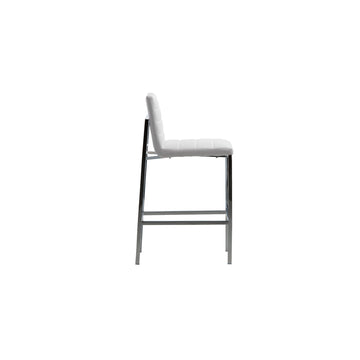 Amalfi Metal Back Bar Stool in White Leather (Set of 2) - Ornate Home