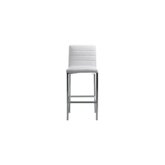 Amalfi Metal Back Bar Stool in White Leather (Set of 2) - Ornate Home