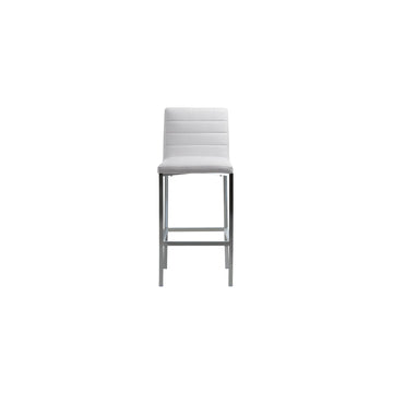 Amalfi Metal Back Bar Stool in White Leather (Set of 2) - Ornate Home