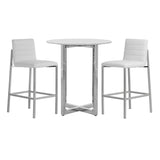 Amalfi Metal Back Bar Stool in White Leather (Set of 2) - Ornate Home