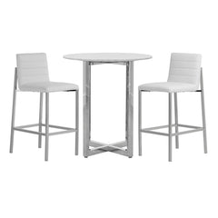 Amalfi Metal Back Bar Stool in White Leather (Set of 2) - Ornate Home