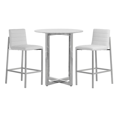 Amalfi Metal Back Bar Stool in White Leather (Set of 2) - Ornate Home