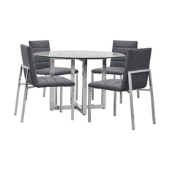 Amalfi Metal Back Chair in Cobalt Leather (Set of 2) - Ornate Home