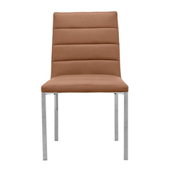 Amalfi Metal Back Chair in Cognac Leather (Set of 2) - Ornate Home