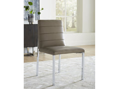 Amalfi Metal Back Chair in Taupe Leather (Set of 2) - Ornate Home