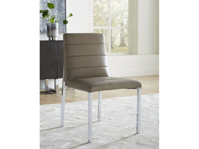 Amalfi Metal Back Chair in Taupe Leather (Set of 2) - Ornate Home