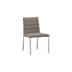 Amalfi Metal Back Chair in Taupe Leather (Set of 2) - Ornate Home