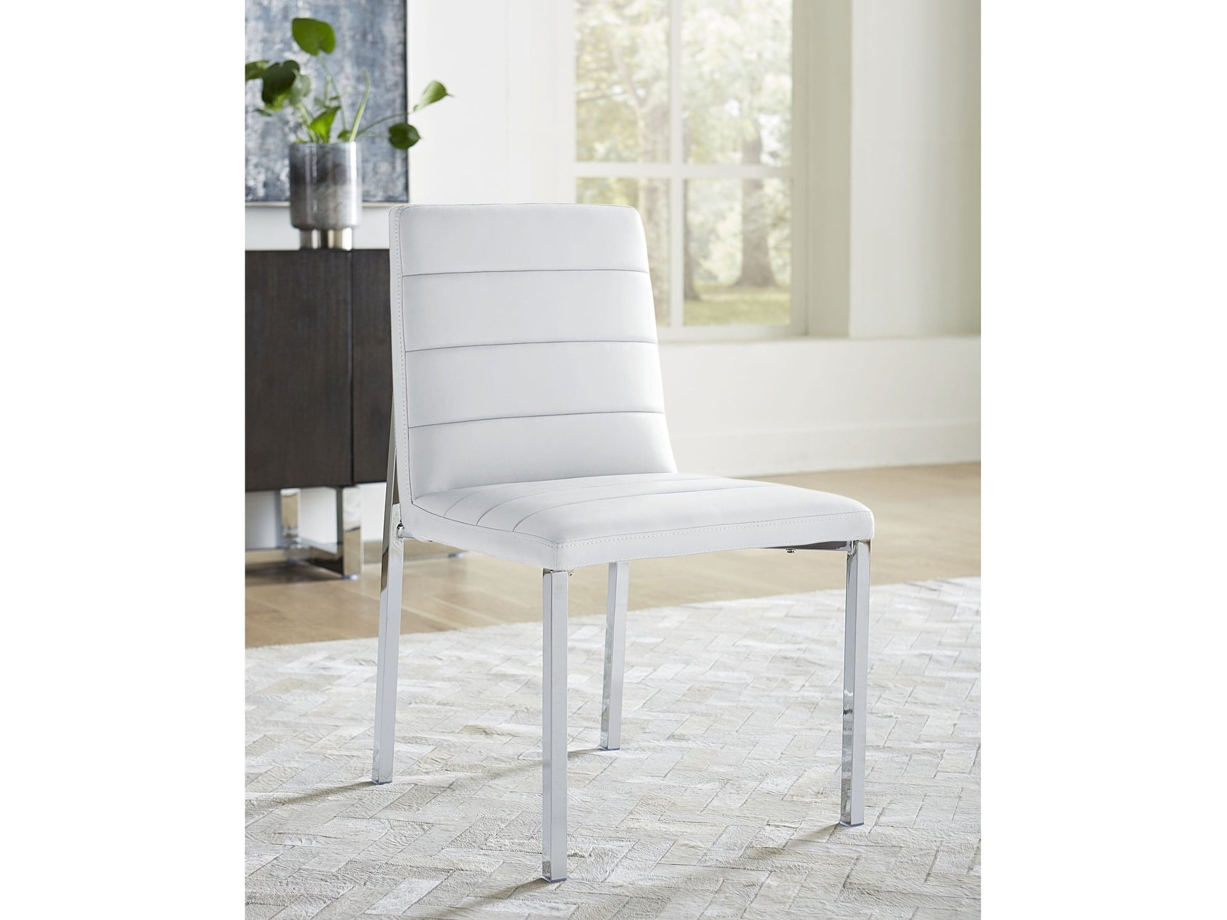 Amalfi Metal Back Chair in White Leather (Set of 2) - Ornate Home