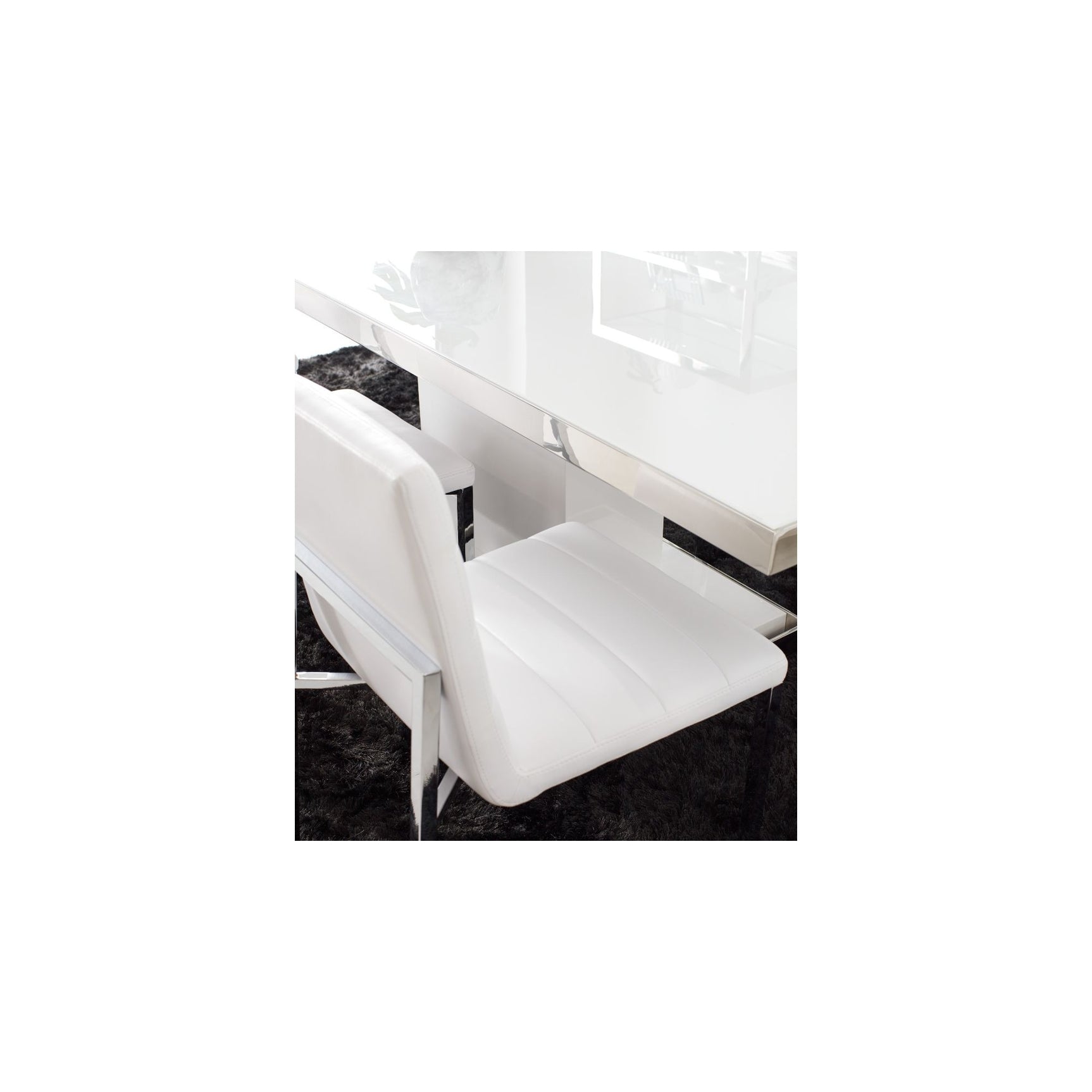 Amalfi Metal Back Chair in White Leather (Set of 2) - Ornate Home