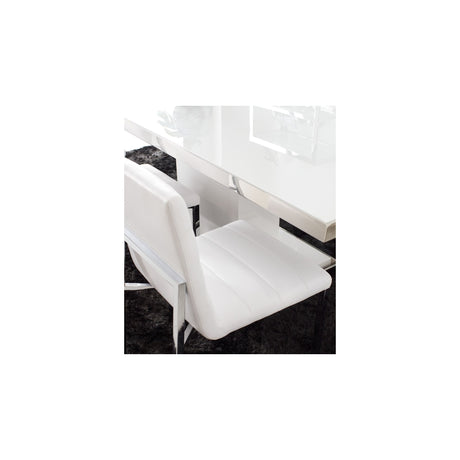 Amalfi Metal Back Chair in White Leather (Set of 2) - Ornate Home