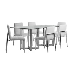 Amalfi Metal Back Chair in White Leather (Set of 2) - Ornate Home