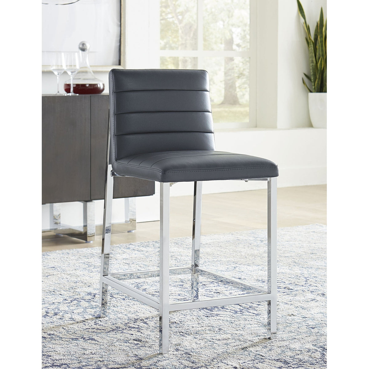 Modus Furniture Amalfi Metal Back Counter Stool in Cobalt Leather (Set ...