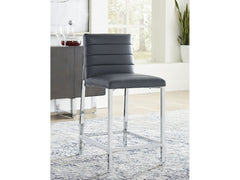 Amalfi Metal Back Counter Stool in Cobalt Leather (Set of 2) - Ornate Home