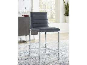 Amalfi Metal Back Counter Stool in Cobalt Leather (Set of 2) - Ornate Home