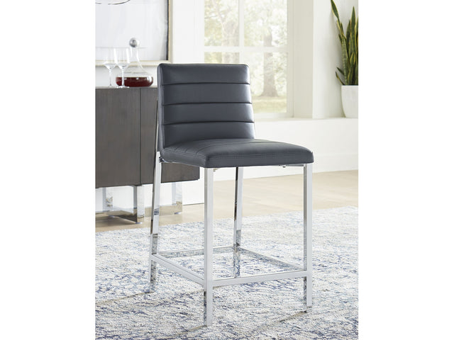 Amalfi Metal Back Counter Stool in Cobalt Leather (Set of 2) - Ornate Home