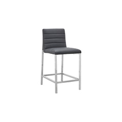 Amalfi Metal Back Counter Stool in Cobalt Leather (Set of 2) - Ornate Home