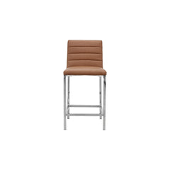 Amalfi Metal Back Counter Stool in Cognac Leather (Set of 2) - Ornate Home