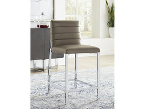 Amalfi Metal Back Counter Stool in Taupe Leather (Set of 2) - Ornate Home