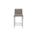 Amalfi Metal Back Counter Stool in Taupe Leather (Set of 2) - Ornate Home