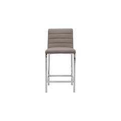 Amalfi Metal Back Counter Stool in Taupe Leather (Set of 2) - Ornate Home