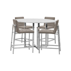 Amalfi Metal Back Counter Stool in Taupe Leather (Set of 2) - Ornate Home