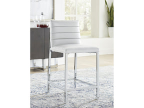 Amalfi Metal Back Counter Stool in White Leather (Set of 2) - Ornate Home
