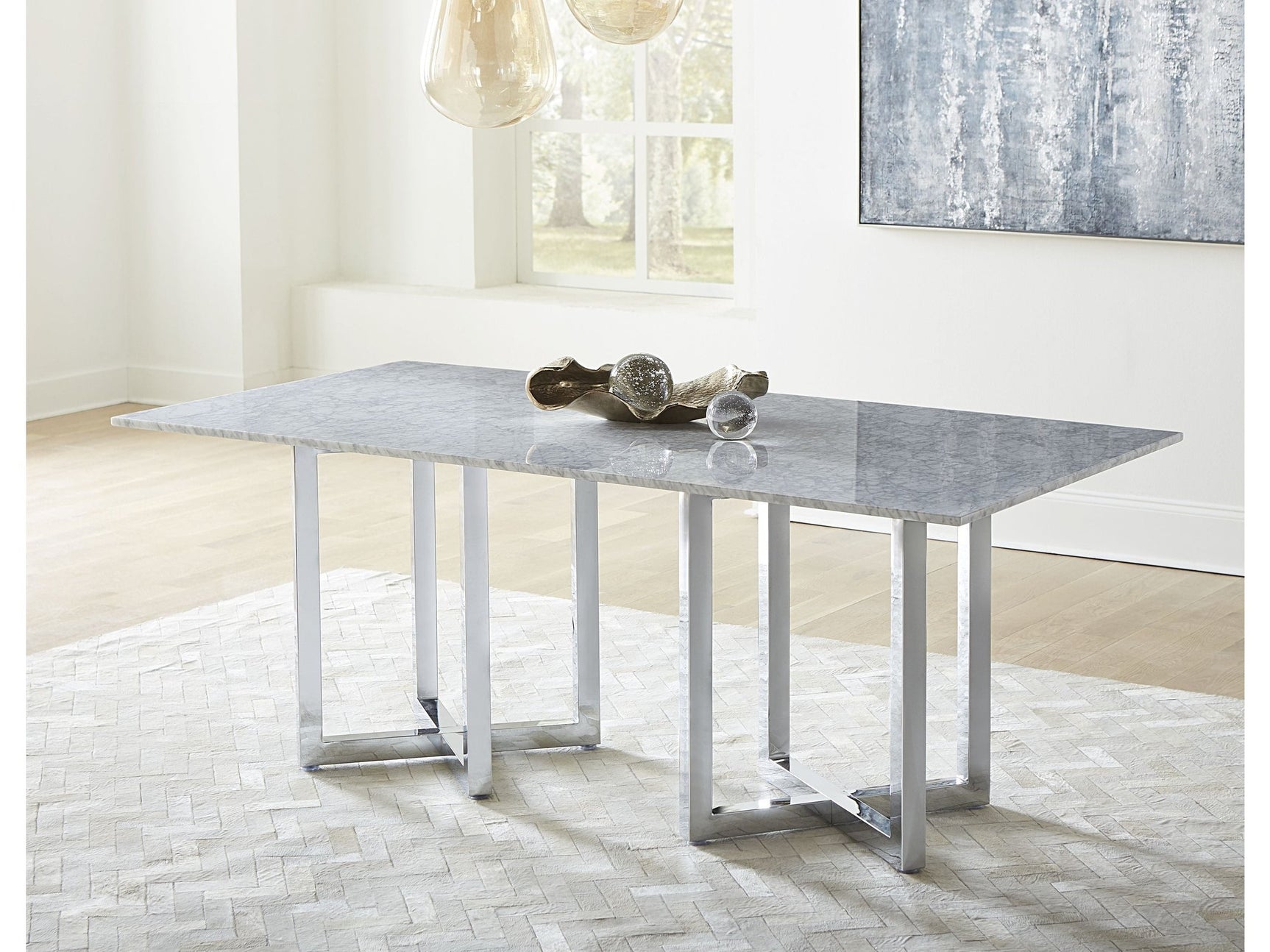 Amalfi Rectangular Carrara Marble Top Dining Table - Ornate Home