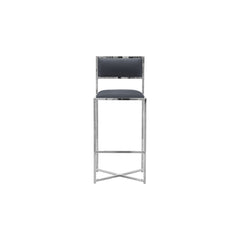 Amalfi X-Base Bar Stool in Cobalt Leather (Set of 2) - Ornate Home