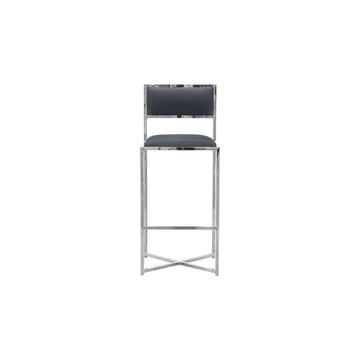 Amalfi X-Base Bar Stool in Cobalt Leather (Set of 2) - Ornate Home