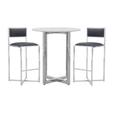 Amalfi X-Base Bar Stool in Cobalt Leather (Set of 2) - Ornate Home