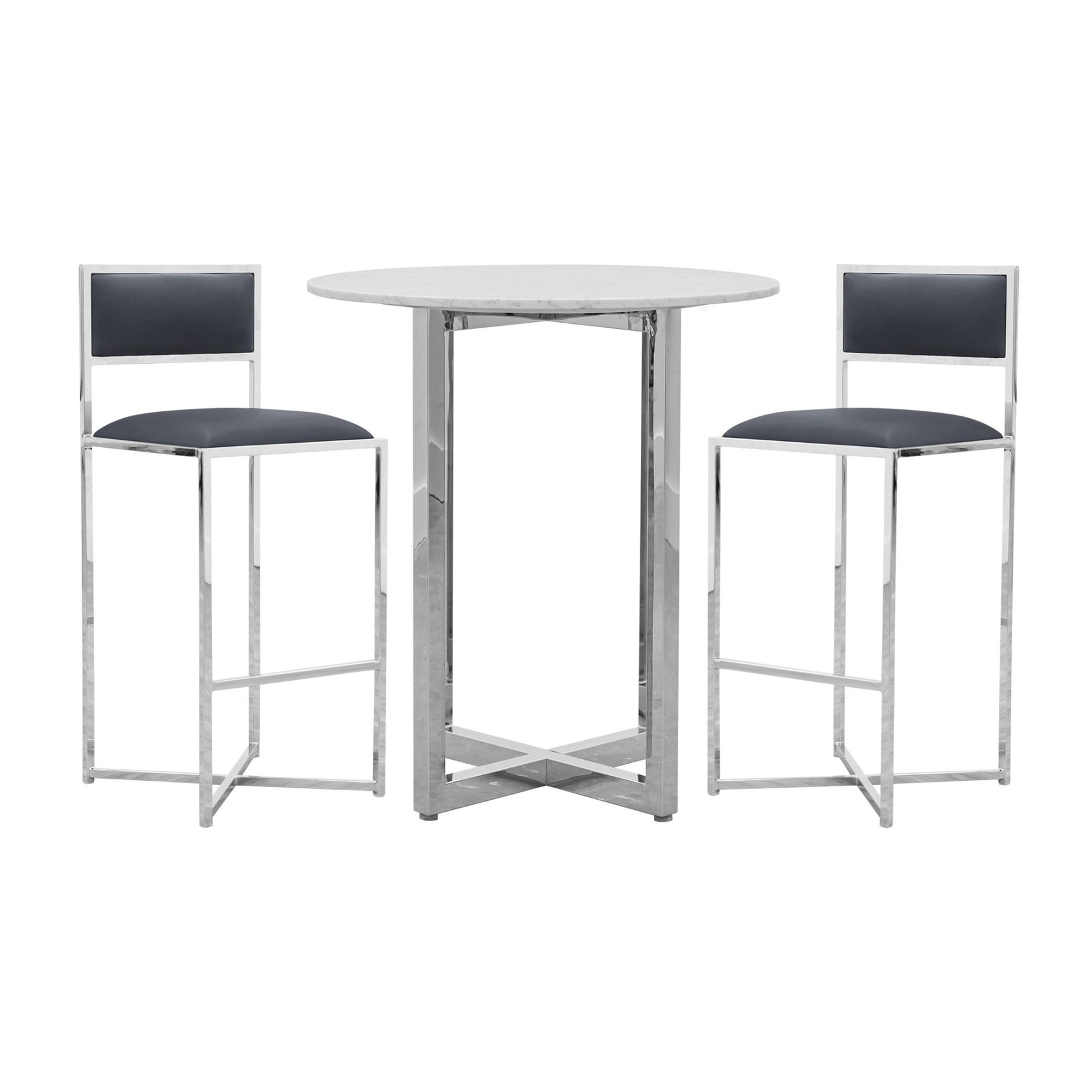 Amalfi X-Base Bar Stool in Cobalt Leather (Set of 2) - Ornate Home