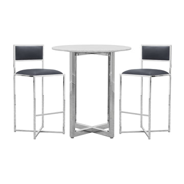 Amalfi X-Base Bar Stool in Cobalt Leather (Set of 2) - Ornate Home