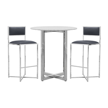 Amalfi X-Base Bar Stool in Cobalt Leather (Set of 2) - Ornate Home