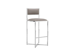Amalfi X-Base Bar Stool in Taupe Leather (Set of 2) - Ornate Home