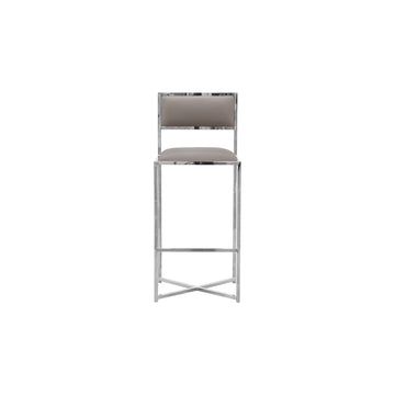Amalfi X-Base Bar Stool in Taupe Leather (Set of 2) - Ornate Home