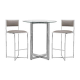 Amalfi X-Base Bar Stool in Taupe Leather (Set of 2) - Ornate Home