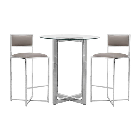 Amalfi X-Base Bar Stool in Taupe Leather (Set of 2) - Ornate Home