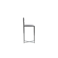 Amalfi X-Base Bar Stool in White Leather (Set of 2) - Ornate Home