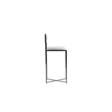 Amalfi X-Base Bar Stool in White Leather (Set of 2) - Ornate Home