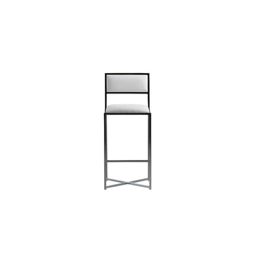 Amalfi X-Base Bar Stool in White Leather (Set of 2) - Ornate Home
